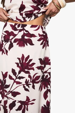 Jupe Maxi Tissée à Biais Imprimé Floral Basique