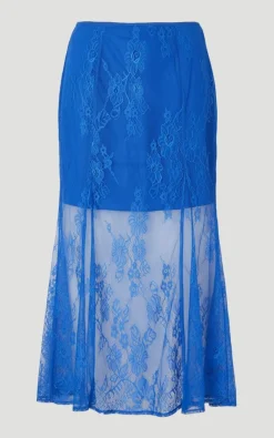 Jupe maxi tissée en dentelle transparente avec godet