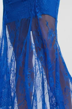 Jupe maxi tissée en dentelle transparente avec godet