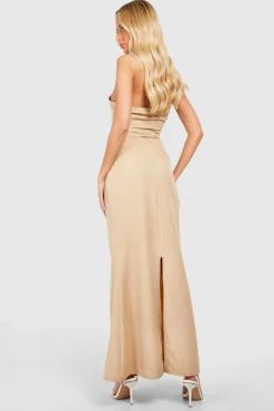 Jupe maxi tissée à fines rayures haute