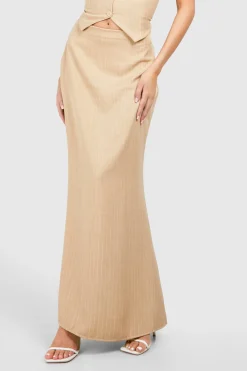 Jupe maxi tissée à fines rayures haute