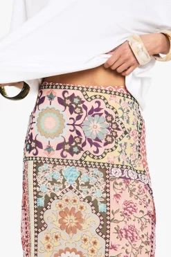 Jupe maxi tissée patchwork au motif cachemire