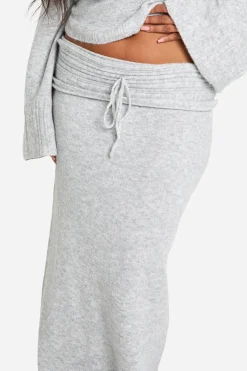 boohoo Jupe maxi tricotée à lacets pour grandes tailles à bord côtelé<Femme Jupes|Jupes