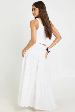 Jupe Maxi À Volants Broderie