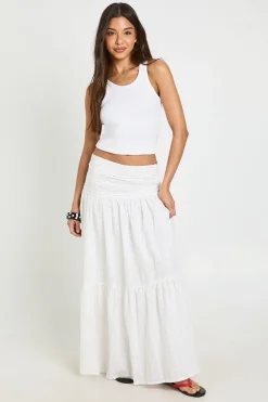 Jupe Maxi À Volants Broderie