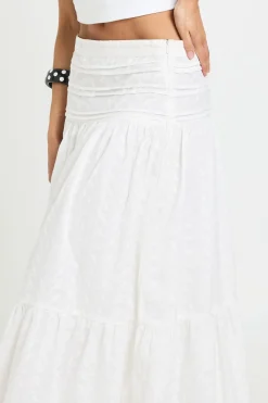 Jupe Maxi À Volants Broderie
