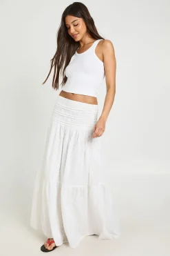 Jupe Maxi À Volants Broderie