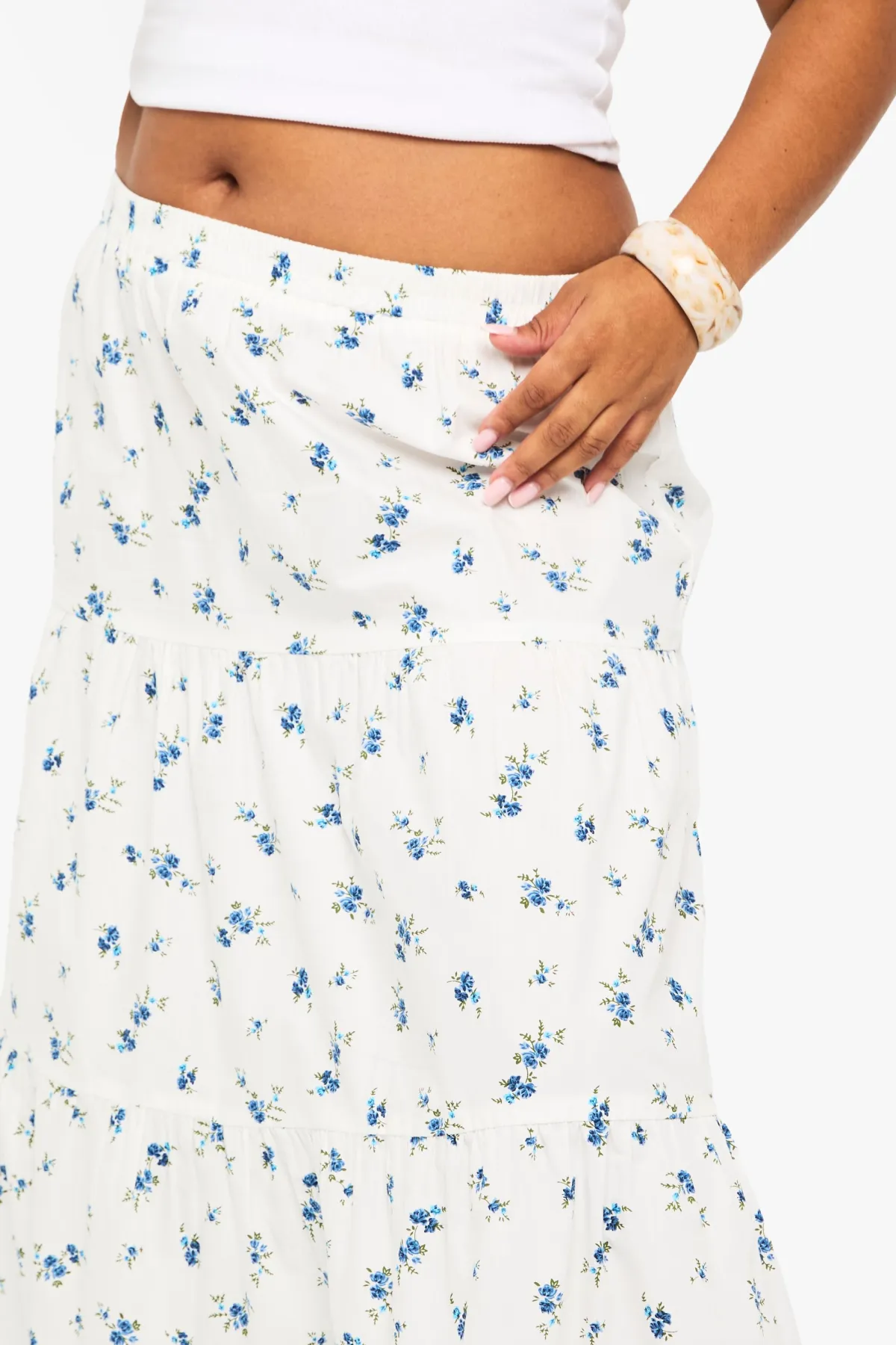 boohoo Jupe maxi à volants en popeline florale Plus<Femme Jupes|Jupes