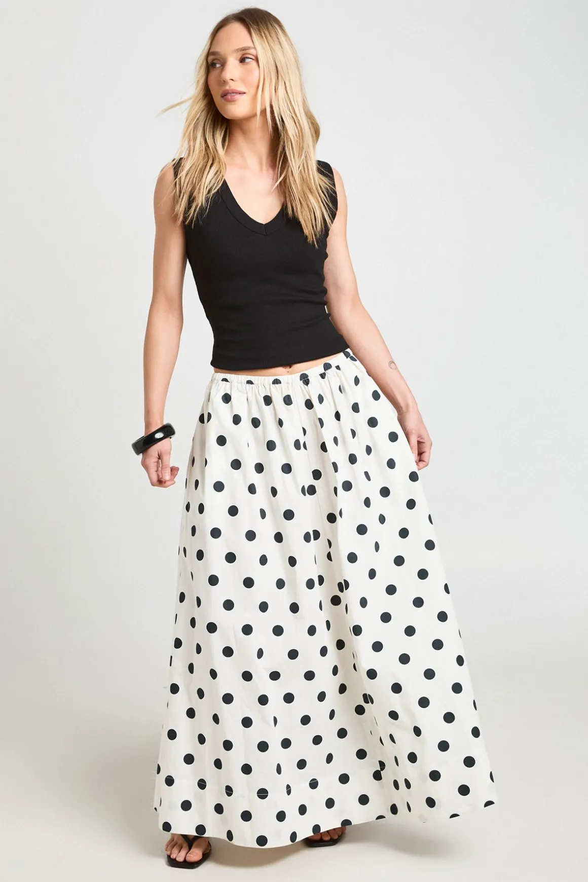 Jupe Maxi Volumineuse En Popeline À Pois Petite Taille