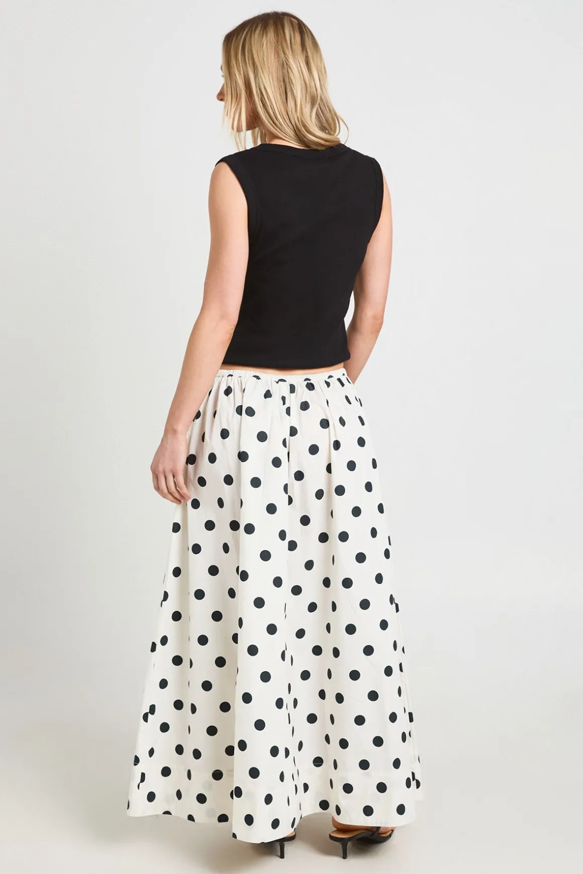 Jupe Maxi Volumineuse En Popeline À Pois Petite Taille