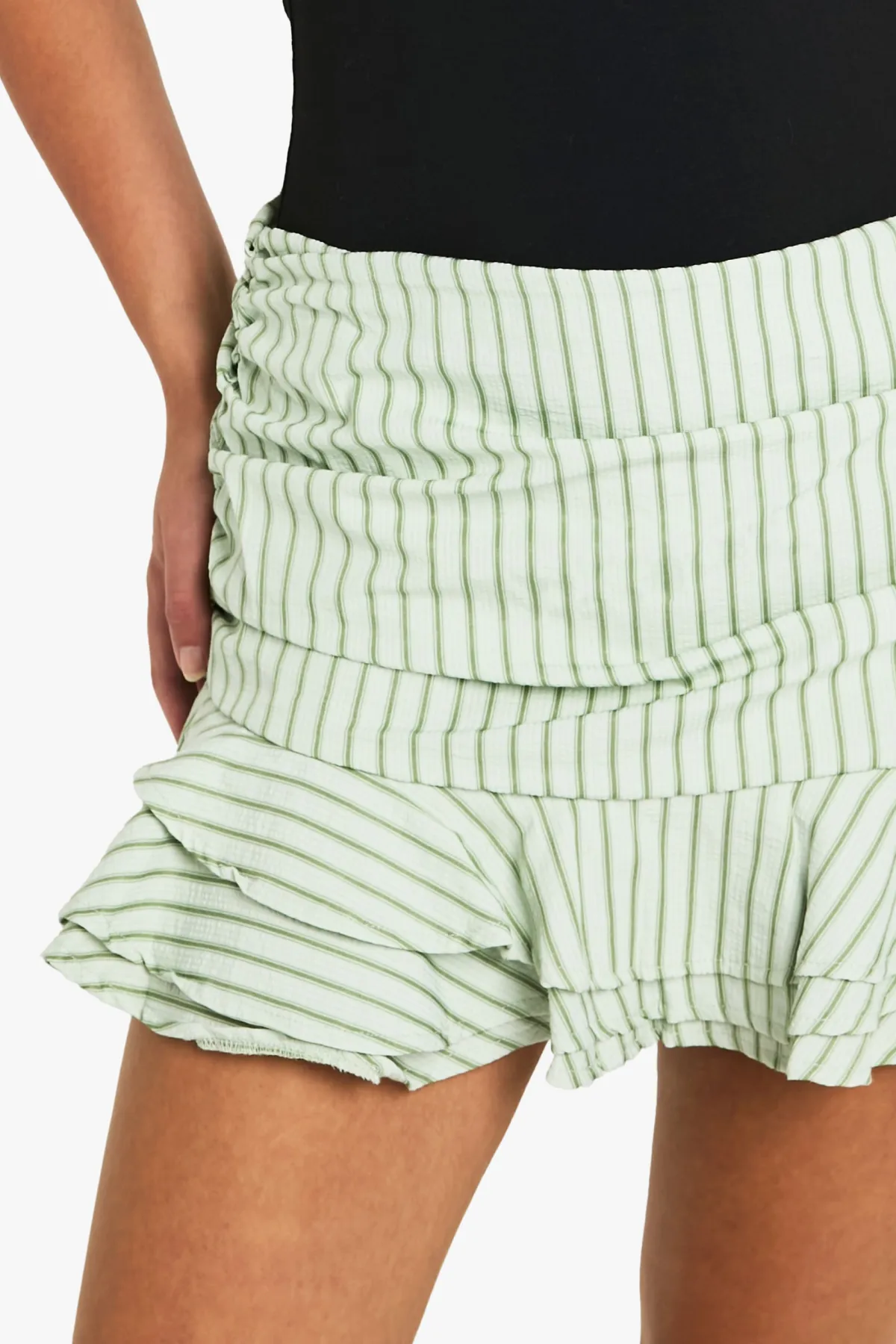 boohoo Jupe micro-mini en seersucker rayée à volants<Femme Jupes|Jupes