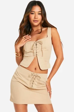 boohoo Jupe micro-mini à lacets à l'avant<Femme Jupes|Jupes