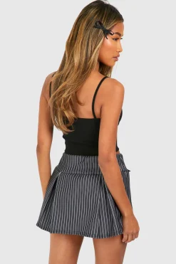 Jupe micro mini rayée à nœud ruban