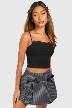 Jupe micro mini rayée à nœud ruban