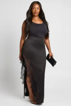 boohoo Jupe Midaxi À Bord Festonné Pêche Grande Taille<Femme Jupes|Jupes