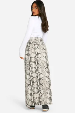 boohoo Jupe midaxi en denim à imprimé synthétique<Femme Jupes|Denim