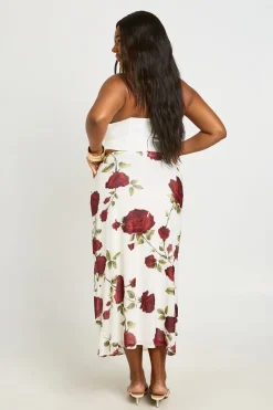 Jupe Midaxi En Mesh Imprimé Roses Grande Taille