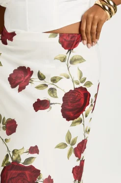 Jupe Midaxi En Mesh Imprimé Roses Grande Taille