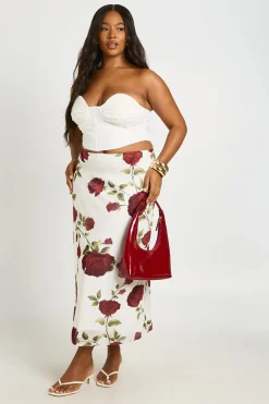 Jupe Midaxi En Mesh Imprimé Roses Grande Taille