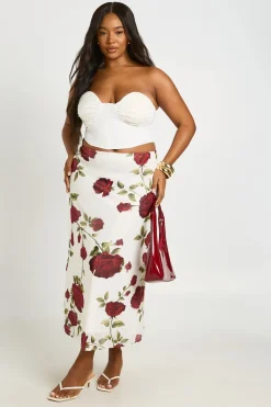 Jupe Midaxi En Mesh Imprimé Roses Grande Taille