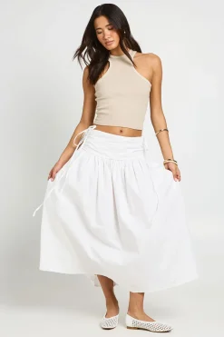 boohoo Jupe Midaxi En Popeline Avec Ceinture À Nouer<Femme Jupes|Jupes
