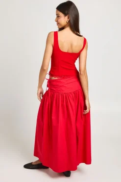 boohoo Jupe Midaxi En Popeline Avec Taille Nouée<Femme Jupes|Jupes
