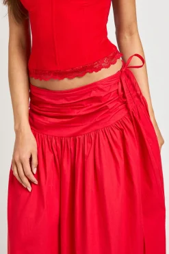 boohoo Jupe Midaxi En Popeline Avec Taille Nouée<Femme Jupes|Jupes