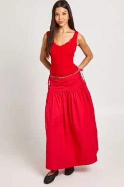 boohoo Jupe Midaxi En Popeline Avec Taille Nouée<Femme Jupes|Jupes