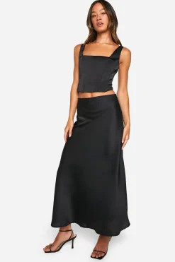 Jupe midaxi en satin style slip