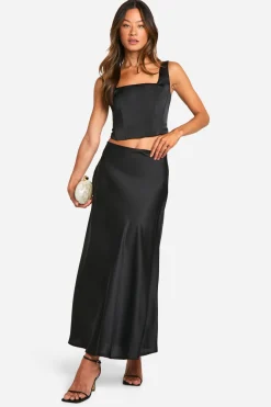 Jupe midaxi en satin style slip