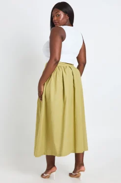 boohoo Jupe Midaxi À Poches En Lin Grande Taille<Femme Jupes|Jupes