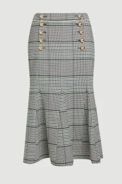 KarenMillen Jupe Midi Ajustée À Carreaux Avec Godets Petite<Femme Jupes|Jupes
