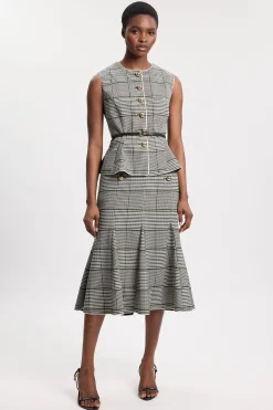 KarenMillen Jupe Midi Ajustée À Carreaux Avec Godets Petite<Femme Jupes|Jupes