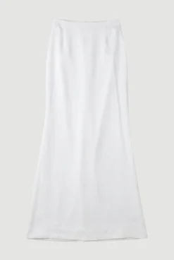 Jupe Midi Ajustée En Viscose Satinée À Ourlet Asymétrique