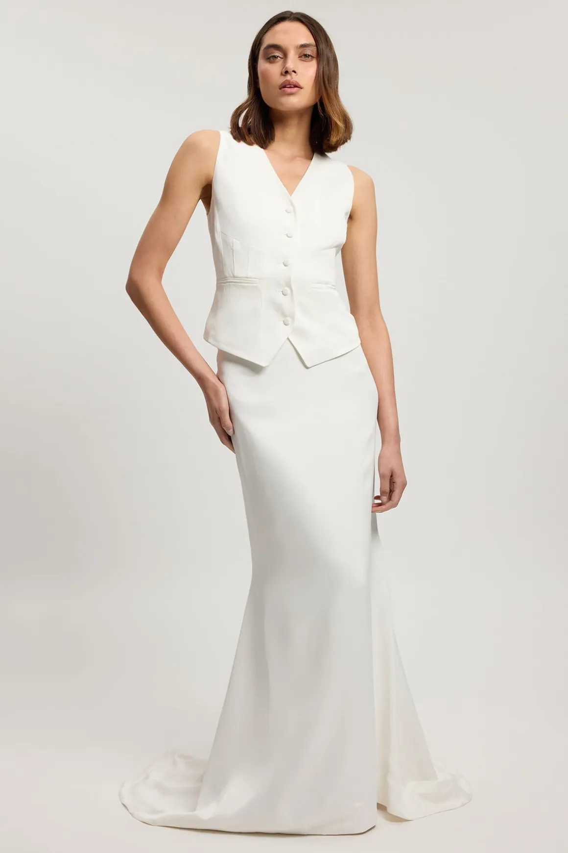 Jupe Midi Ajustée En Viscose Satinée À Ourlet Asymétrique