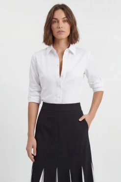 Jupe Midi Ajustée Souple Avec Détail De Godets Contrastants