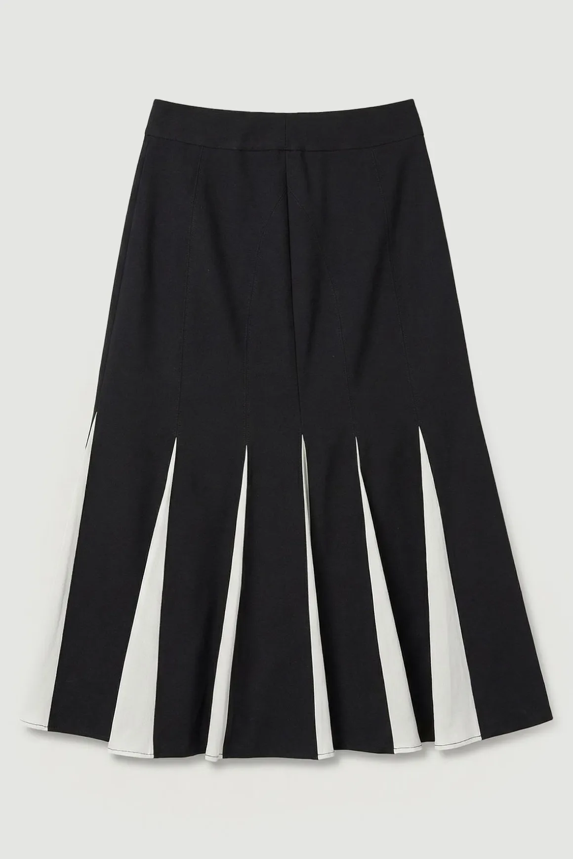 Jupe Midi Ajustée Souple Avec Détail De Godets Contrastants