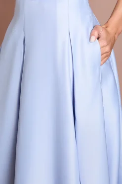 Jupe Midi Ample En Satin Avec Plis Devant