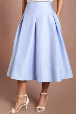 Jupe Midi Ample En Satin Avec Plis Devant