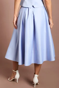 Jupe Midi Ample En Satin Avec Plis Devant