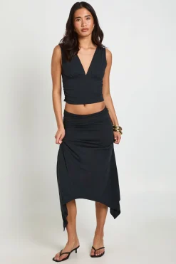 boohoo Jupe Midi Asymétrique En Cupro À Ourlet Mouchoir<Femme Jupes|Jupes