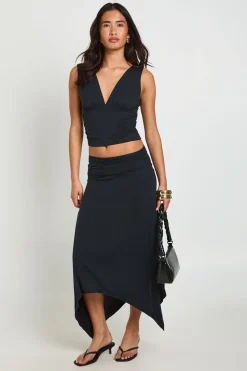 boohoo Jupe Midi Asymétrique En Cupro À Ourlet Mouchoir<Femme Jupes|Jupes