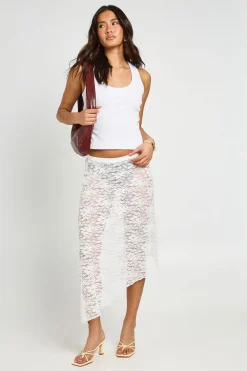 boohoo Jupe Midi Asymétrique En Dentelle<Femme Jupes|Jupes