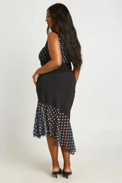 Jupe Midi Asymétrique Grande Taille À Pois Mélangés