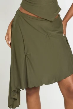 Jupe Midi Asymétrique À Ourlet Avec Détails Froncés