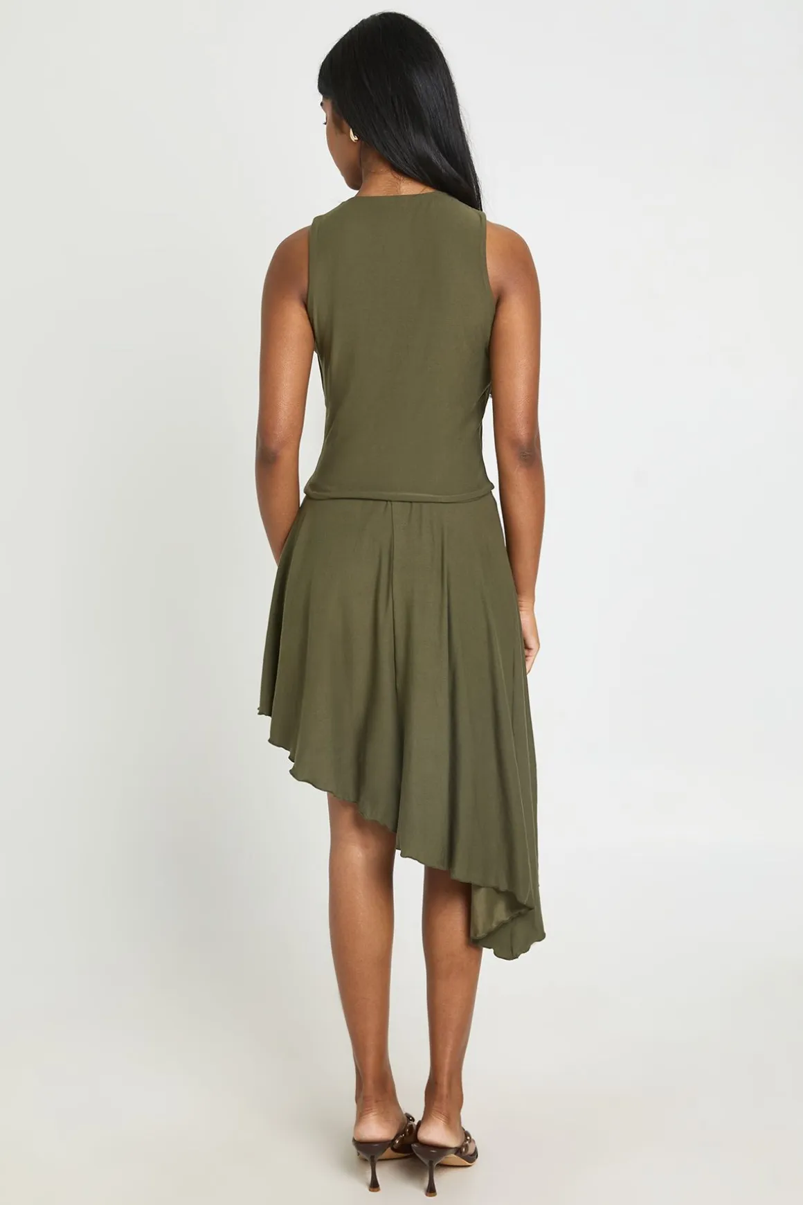 Jupe Midi Asymétrique À Ourlet Avec Détails Froncés