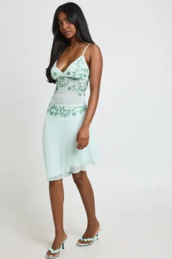 Jupe Midi Asymétrique À Sequins Brodés