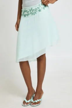 Jupe Midi Asymétrique À Sequins Brodés