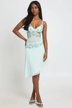 Jupe Midi Asymétrique À Sequins Brodés