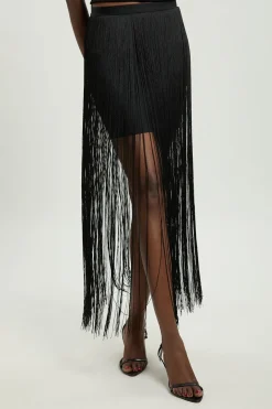 KarenMillen Jupe Midi Bandage À Franges<Femme Jupes|Jupes